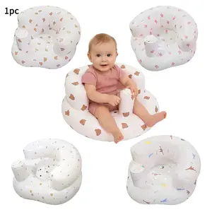 Baby Inflatable Learning Seat, Anti-Tip Baby Chair, Cute Cartoon Print Portable Design, Infant Safety Booster Seat
