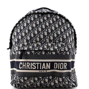 Pre-owned Dior Canvas Plain Backpacks Christian Travel Backpack Oblique Canvas Medium by Rebag