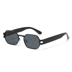 Sleek Metal Small-Frame Polygonal Sunglasses | Ins-Fashion High-End Streetwear Shades | UV-Protective Trendy Sunnies