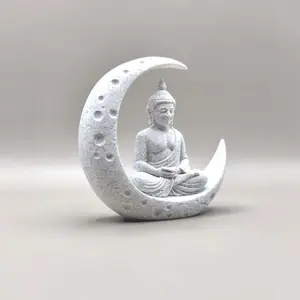 Zen Moonlight Buddha Statue for Home Decor, Peaceful Meditation Space, Spiritual Home Decoration, Perfect Feng Shui Ornament