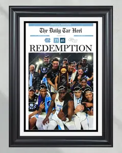 2017 North Carolina Tar Heels NCAA College Basketball Champions Framed Front Page Newspaper Print