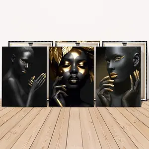 Wooden Framed Canvas Painting, 3 Counts/set Modern Art Elegant Woman Pattern Wall Art, Wall Decor for Home Living Room Bedroom Office