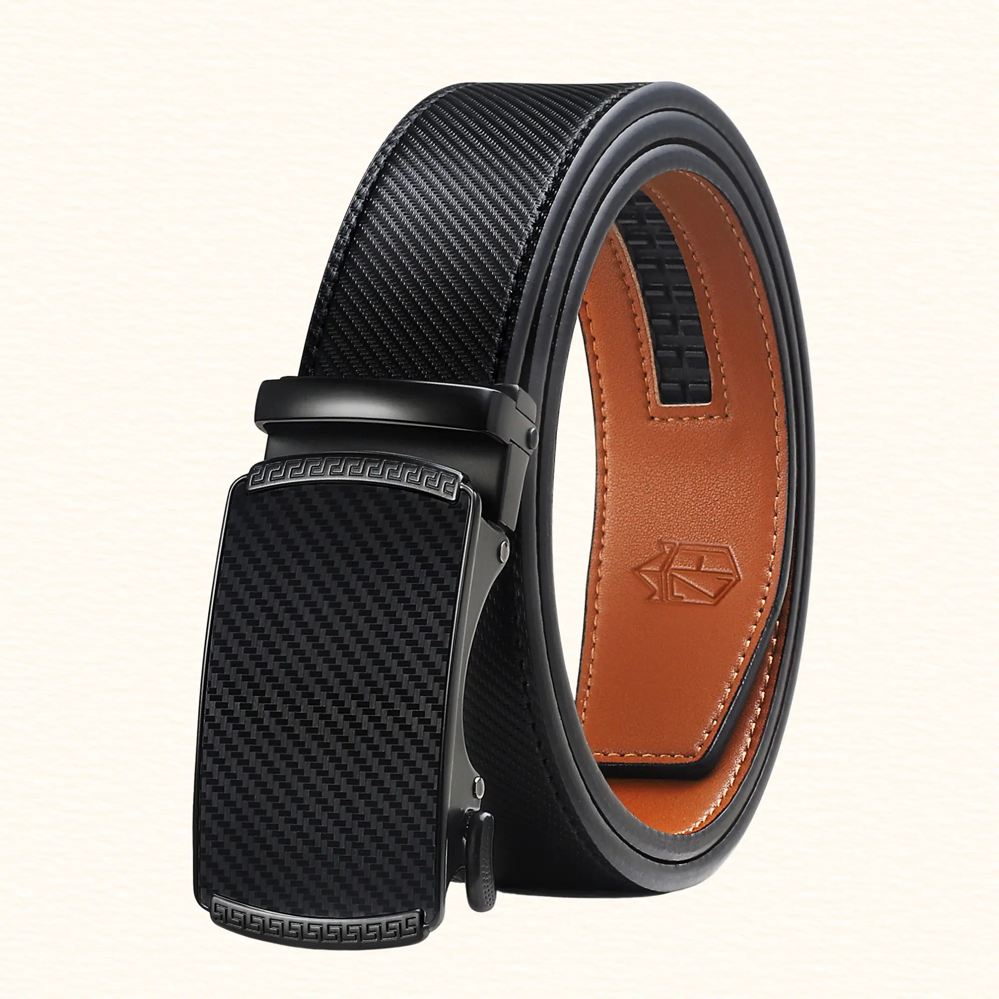 Zitahli Men's Genuine Leather Automatic Buckle Belt – Adjustable Size (35mm) | Smooth Sliding, Precise Micro-adjustment, Trim-to-Fit, Suitable for Business & Casual Wear, Gift Box Included tiktokshopbacktoschool