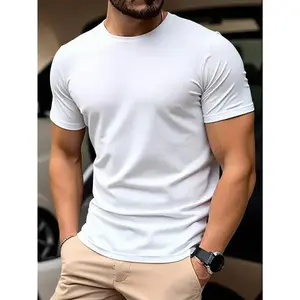 Unisex Plain Slim Fit T-Shirt – Soft Stretch Crew Neck Short Sleeve Tee for Everyday Comfort