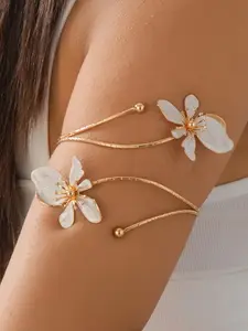 Elegant  Floral Open Cuff Armlet, Fashionable Jewelry for Women & Girls, Trendy All-match & Exquisite Jewelry for Birthday Gift