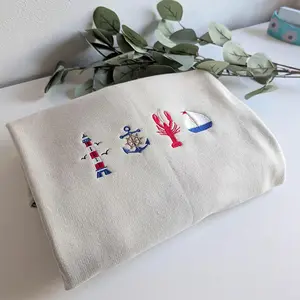 Embroidered Coastal Sweatshirt, Fisherman Aesthetic Crewneck