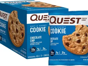 Quest Nutrition Chocolate Chip Protein Cookie; Keto Friendly; High Protein; Low Carb; 12 Count Snack Biscuit Cooky Sugar