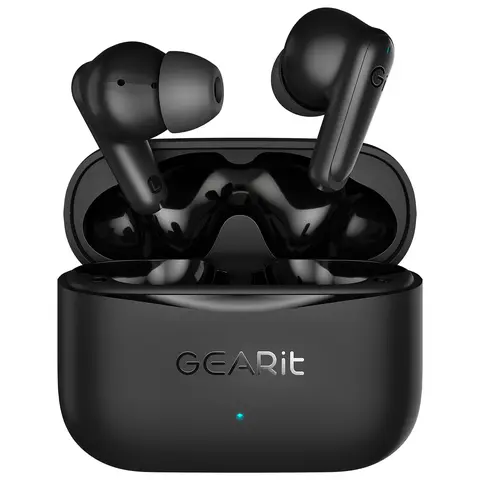 GEARit Portable True Wireless Bluetooth Earbuds - Wireless Headphones with Adaptive Hybrid ANC, HD Audio, Touch Control, Low Latency, 5.4 Bluetooth, App Support, Custom Settings, 16 Hours Playtime, Charging Case, Compatible with Cellphones, Game Consoles