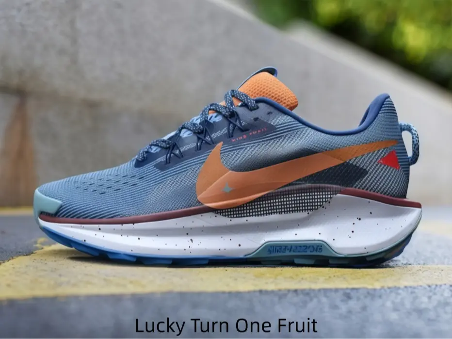 Gift-friendly refreshing blue orange athletic shoes make thoughtful seasonal present picks, versatile slate blue uppers suit the calm vibrant fashion tastes of young working-age relatives and adult friends
