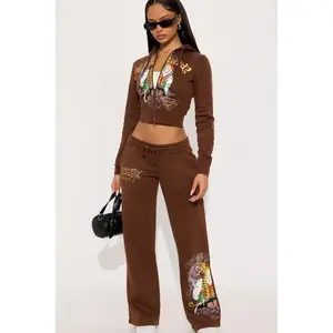 Ed Hardy Tiger Peak Wide Leg Pant - Brown 4