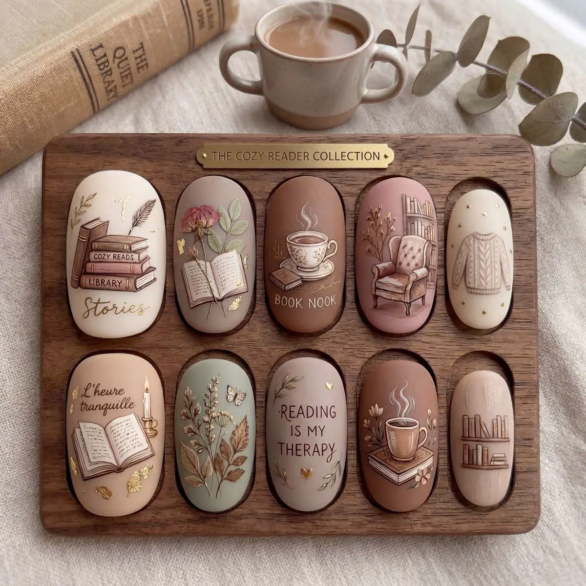 Handmade Beige Oval Soft Gel Press-On Nails, Reusable Beauty & Personal Care Nail Art Accessory Set