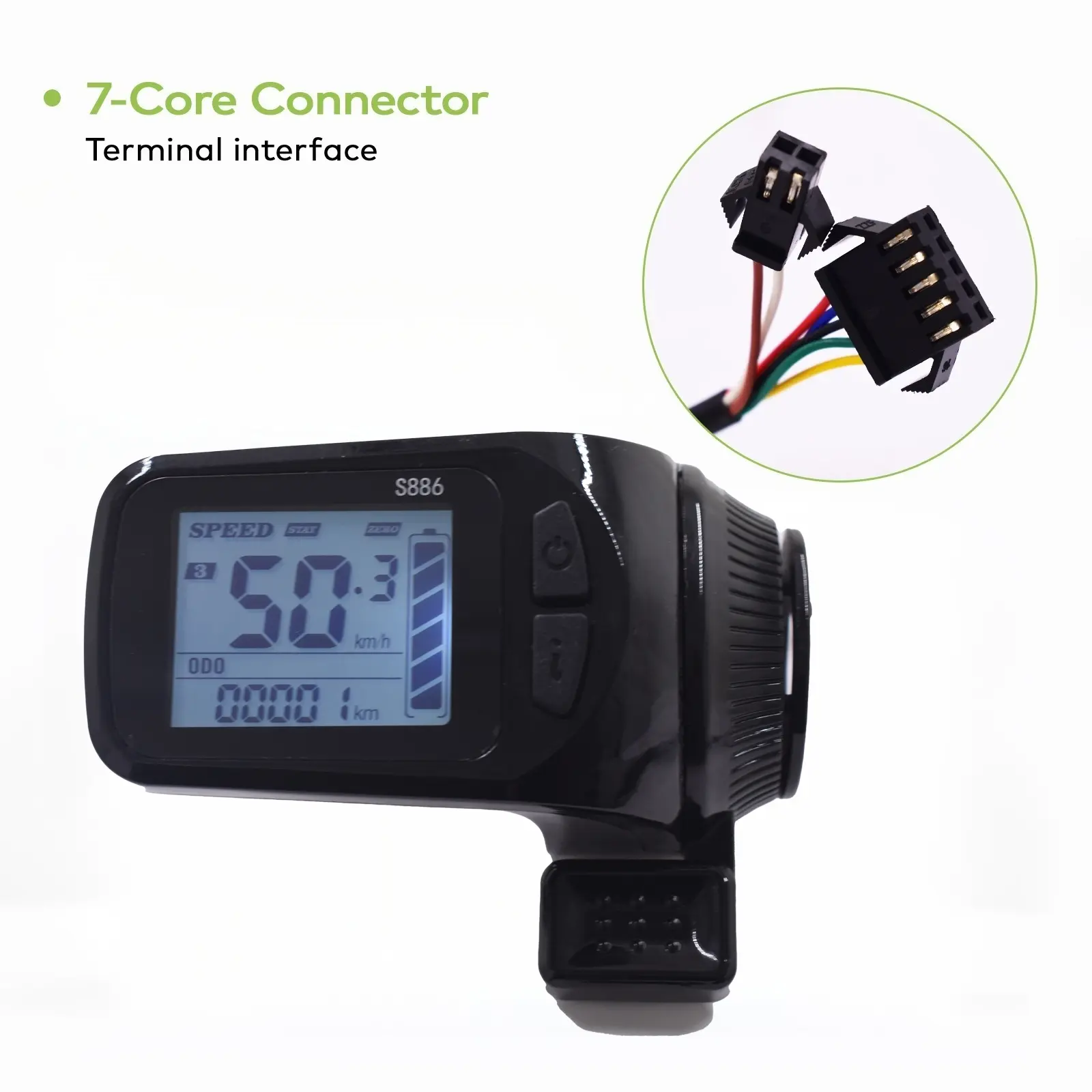 S886 Sm7pin Electric Bicycle Color Display Waterproof Controller, Uart 2 Protocol, Compatible with Electromagnetic Bikes