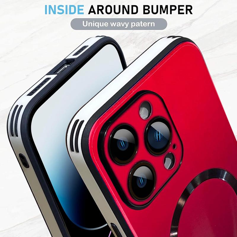 ROTUNOE Case for iPhone 16 Pro Max 15 14 13 12 11 Pro Max Case, Support for Magsafe, Magnetic Wireless Charger Case, Gradient Glass Back Cover with Full Camera Lens Protector Cover