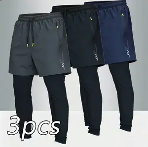 Sports faux two-piece pants with breathable, comfortable design and zipper pockets, perfect blend of sports and casual wear, freedom of movement, a summer must-have!