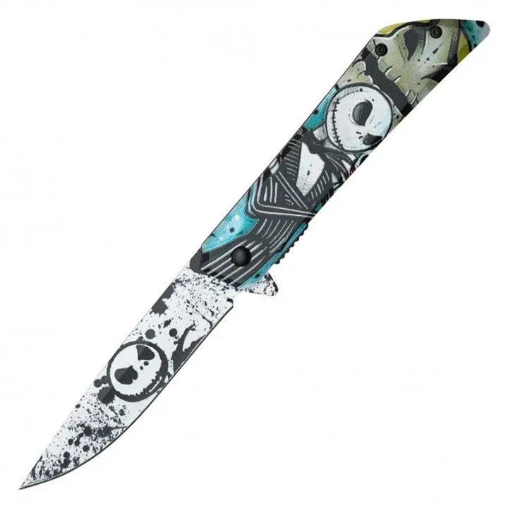 Skeleton Anime Inspired Folding Knife – Gothic Manga Graphic – EDC Collectible – Halloween & Christmas Gift for Fans