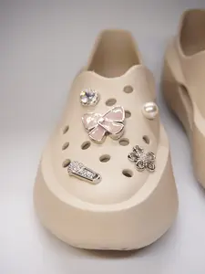 DIY Fashion Trendy Pearl Diamond Butterfly Card Flower Holes Shoes, Sport Sandals Easy to Remove, Casual Eva Material, Less Than Ankle Height