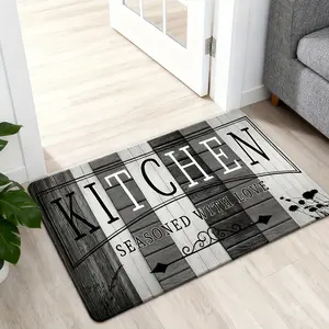 Absorbent Non-Slip Kitchen Mat - Durable Flannel Floor Mat with Bold "KITCHEN" Text Design, Door Mat for Entrance, Living Room, Bedroom, Laundry Room Decor, Entrance Area Mat