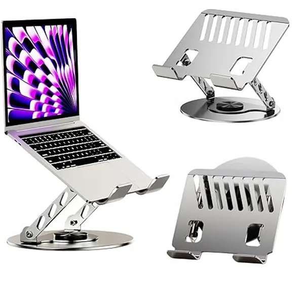 360° Rotating Aluminum Laptop Stand - Adjustable, Foldable 2-in-1 Multifunctional Hub, Portable Holder for Gaming Laptops, Mobile Devices, MacBook-Compatible, Mother’s Day Gift for Working Moms
