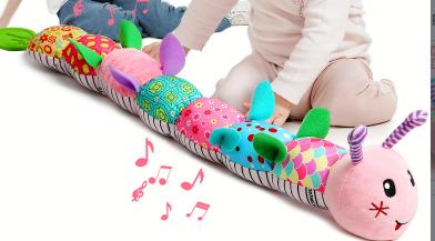 Newborn Baby Girl Gift Toys,Infant Tummy Time Toys,Musical Stuffed Animal with Multi-Sensory Crinkle, Rattle and Textures,Baby Boy Girl Gifts,Pink Cute Play