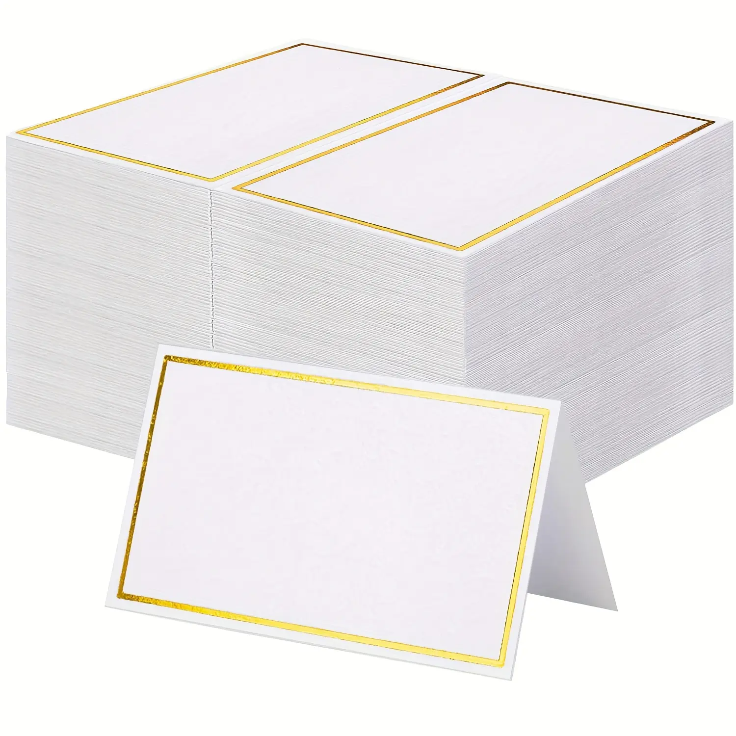 120 Pcs Seat Cards with Gold Foil Border, Small Table Tent Cards, Welcome Cards, Name Tags, Blank Cards, Card Stock, Perfect for Weddings, Banquets, Dinners, Office Stationery