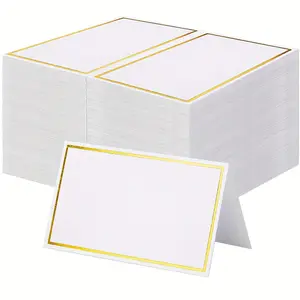 120 Pcs Seat Cards with Gold Foil Border, Small Table Tent Cards, Welcome Cards, Name Tags, Perfect for Weddings, Banquets, Dinners