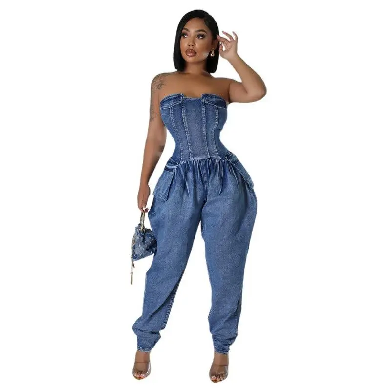CORSET DENIM JUMPSUIT