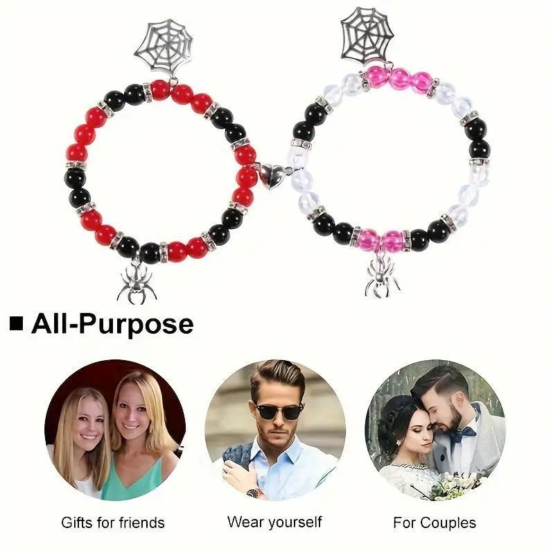 2 Counts/Set Spider Matching Friendship Bracelets For Couples Magnetic Friendship Spider MatchingBracelets For Valentine's Day New Year BraceletsGifts For Women Men Girls