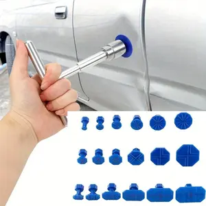 T-shaped Car Dent Repair Puller Car Repair Tools Kit with 12pcs or 18pcs Plastic Glue Tabs Metal T-Handle Dent Remover Automotive Maintenance Tools Universal for Car Accessories