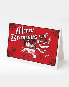 Krampus Pin-Up Card - Original Design with Unique Features and Decorative Elements