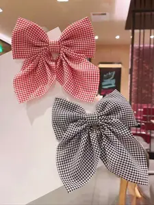 Sweet Plaid Bowknot Hair Clip Set, Barrettes, 2pcs Simple Cute Back Headband, Daily Accessory, Perfect for Parties & Travel