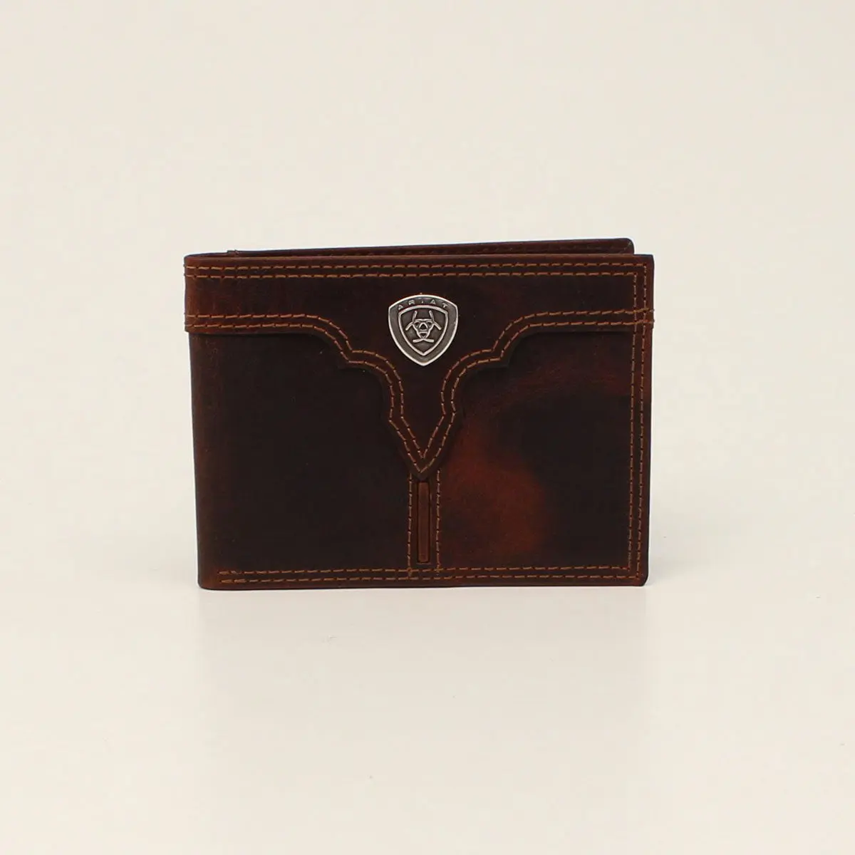 Ariat Center Bumb Shield Logo Bi-Fold Wallet - Brown