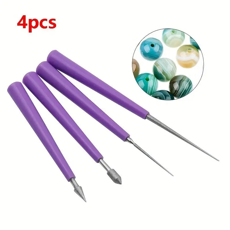 4pcs Diamond Tipped - Bead Reamer Tool - 4 Pcs Beading Hole Enlarger for DIY Jewelry Making Jewelry Making Kit