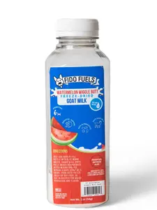 FIDO FUELS - Watermelon Wiggle Butt Freeze Dried Goat Milk 12 oz Bottle - 100% Natural Supplement with Vitamins & Minerals for Dogs - Made in USA