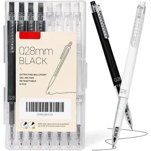 Retractable Gel Roller Pens,  Style, 0.28mm Ultra Fine Point, Quick Dry Black Gel Ink,  and smooth writing, 8-Count Pack