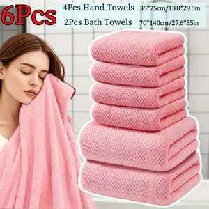 6pcs Bathroom Towels Set, Including 4 Bath Towels and 2 Bath Towels,Extra Large Bath Towel,microfiber material, soft and comfortable, good water absorption,suitable for bathroom shower, hotel, sauna, fitness