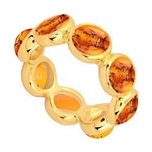 Affinity Gems Amber Band Ring, 14K Gold Plated