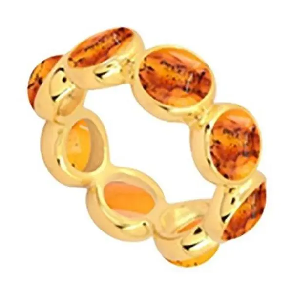 Affinity Gems Amber Band Ring, 14K Gold Plated