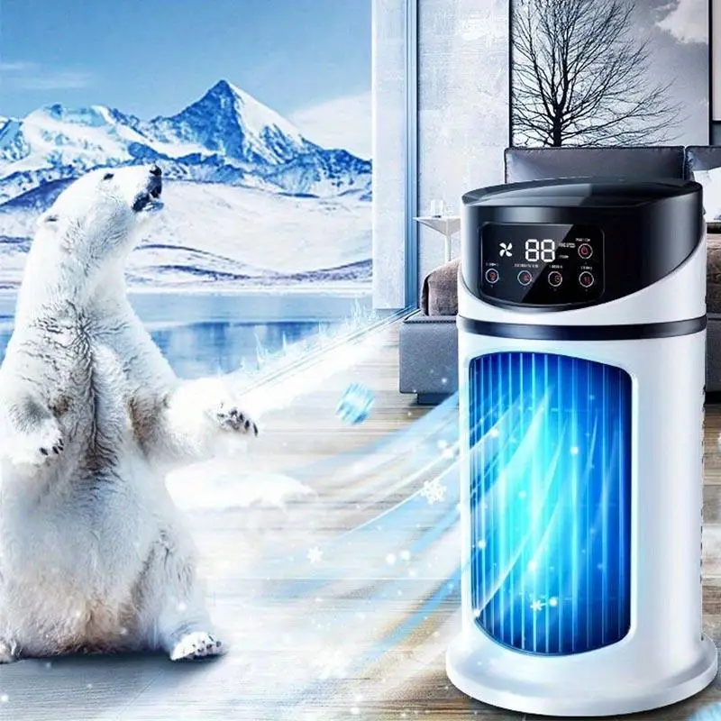 3-in-1 Portable Air Cooler with 7 Colorful Atmosphere Light & 6 Adjustable Speeds, 1 Count USB Powered Cooling Fan, Suitable for Office and Home Use