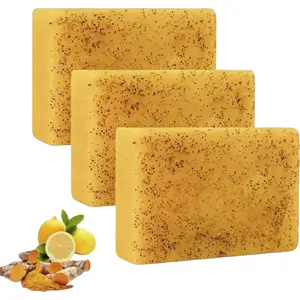 Turmeric Kojic Acid Lemon Beauty Bar - Organic Skin-Friendly Body Care Cleanser for Brightening, Fading Hyperpigmentation, Uneven Tone & Youthful Cleansing