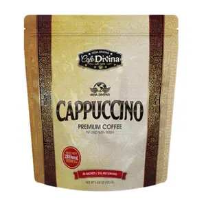Vida Divina Cappuccino Premium Coffee Infused with Reishi 20 Sachets 210mg per Serving 14.8 oz