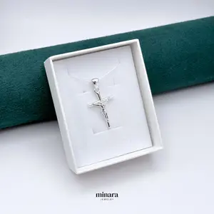 MINARA 950 Silver CRUZ CON JESUS Pendant - Dije Tubo