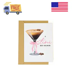 Espresso Martini Birthday Card-Funny Coffee & Cocktail Greeting Card for Women Best Friend Sister Daughter Wife (White-Tini)
