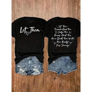 FEEGO Funny Graphic Tees Women's Motivational Graphic Tee - "Let Them Hold You" Quote, Black Short Sleeve Crew Neck Tee, Perfect Gift for Spring and Summer, Casual Wear Heartfelt Message Shirt Coach Thank You Apparel oversized gym shirts gift