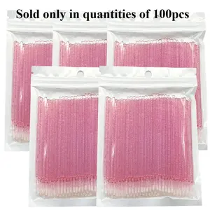 100 Pcs Eyelash Cleaning Brushes, Micro Crystal Cotton Swabs for Lash Extensions, Single Fiber Lash Cleaner Makeup Remover Beauty Tools