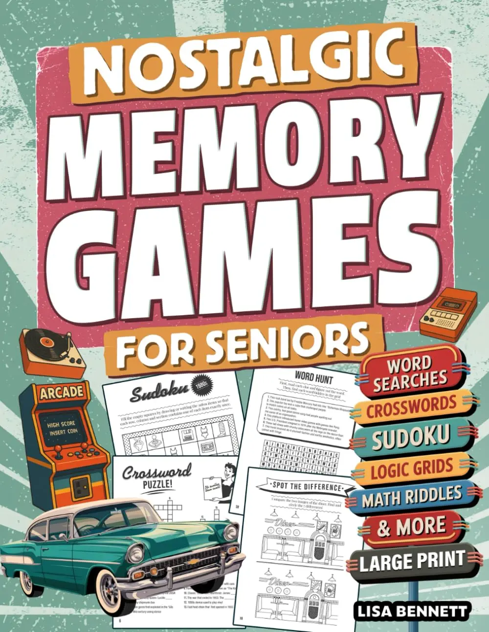 Nostalgic Memory Games for Seniors: 123 Large Print Cognitive Puzzles | RetroActivity Book to Spark Joy, Conversation, and Brain Health (Gifts for ElderlyMen & Women)