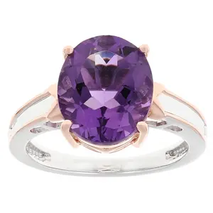JTV Purple Canela Amethyst Rhodium and 18K Rose Gold Over Sterling Silver Ring 3.74ct