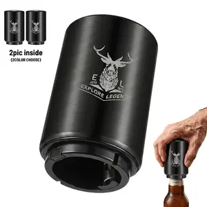 Automatic Press Beer Opener Family Pack, Labor-Saving Stainless Steel Bottle Opener, Easy to Use for Kids and Elders, Won't Damage Caps, Ideal for Family Gatherings, Camping & Gifts