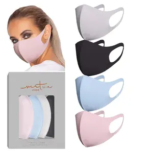 4Pcs Fashion Cotton Face Masks, Cool, Washable, Reusable and Breathable Comfort. Ice Cotton and Stretchable Design (Colors: Black, Blue, and Pink)
