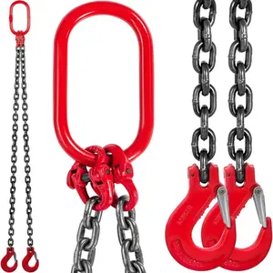 VEVOR Chain Sling, 3/8 inchx 10 ft Lifting Chains with Hooks, G80 Engine Chain Hoist Lifts, 18400 lbs/8 Ton Lifting Sling Chains for Engine Hoist, Engine Lift Chain with 4 Leg Grab Hooks AdjustersVEVOR Super Brand Day