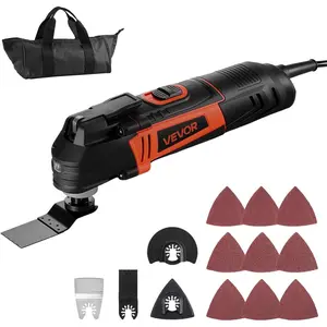 VEVOR Multitool Oscillating Tool, 3Amps Corded Oscillating Multi Tool with 6 Variable Speeds 15000-22000 OPM, 3.2° Oscillating Angle, 13PCS Saw Accessories, LED Work Light & Tool Bag